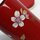 Teedose Maki-E Kirschblüten rot, 10,3 cm hoch, handbemalt, Lackbeschichtung