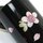 Teedose Maki-E Kirschblüten schwarz, 10,3 cm hoch, handbemalt, Lackbeschichtung