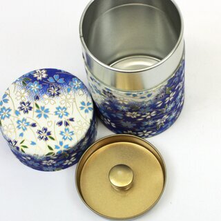 Teedose Kirschbl�ten 100 g, blau, mit Metalldeckel
