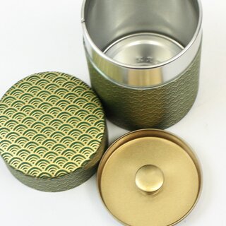 Teedose Wellen 100 g, gr�n, mit Metalldeckel