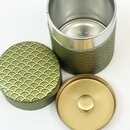 Teedose Wellen 100 g, grün, mit Metalldeckel