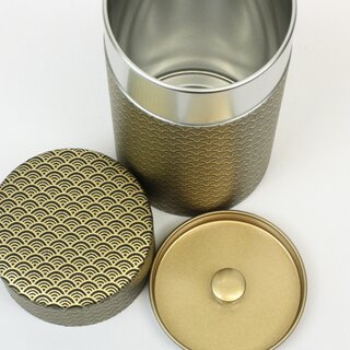 Teedose Seikaiha 200 g, schwarz, mit Metalldeckel
