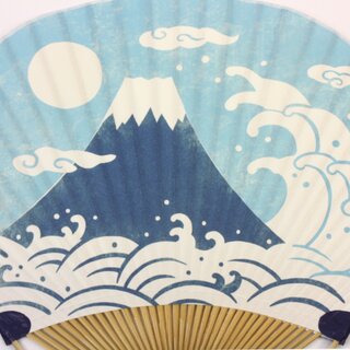 Blattf�cher, Uchiwa Berg Fuji & Welle 38 x 24,5 cm