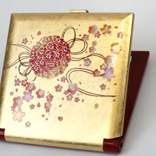 Taschenspiegel Kyoutemari, japanischer Spiegel mit Blattgoldauflage