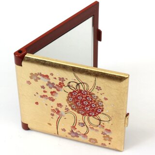 Taschenspiegel Kyoutemari, japanischer Spiegel mit Blattgoldauflage