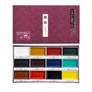 Tuschekasten 12 Farben Gansai, japanische Aquarellfarben