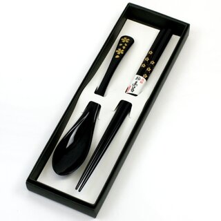 Essst�bchen Kirschbl�te schwarz, mit L�ffel