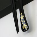 Essstäbchen Kirschblüte schwarz, mit Löffel