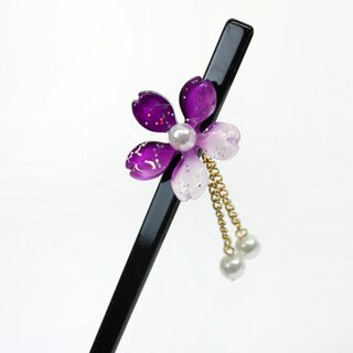Kansashi, japanische Haarnadel Kirschbl�te violett