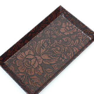 Stifteablage, Schreibtischtablett Urushi 20,5 x 12 cm, rotbraun