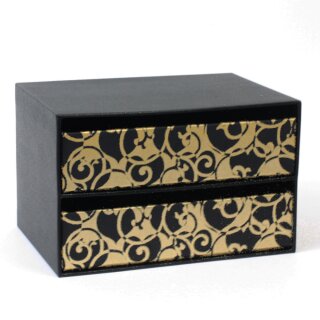 Schubladenkästchen Heart Vine, schwarz-gold 18 x 12,5 cm
