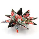 Fröbelsterne Washistreifen Blüten auf Shibori, schwarz