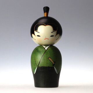Kokeshi Wakasamurai, japanische Holzpuppe Junger Samurai