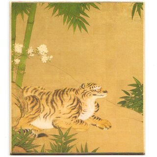 Kunstdruck Tiger im Bambuswald 13 x 12 cm, Shikishibild