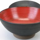 Donburi schwarz-rot, mit Deckel, 15 cm