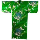 Kimono - Yukata Kranich grün, satiniert