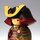 Kokeshi "Samurai", japanisches Set mit Stellwand und Podest