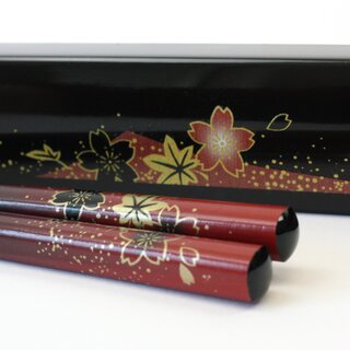 Essst�bchen mit Case Hana Yuzen rot,St�bchen mit Transportbeh�lter