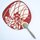 Blattfächer Uchiwa Kikyo rot, 37,5 x 24 cm