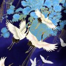 Kimono - Yukata Kranich blau, satiniert