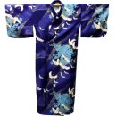 Kimono - Yukata Kranich blau, satiniert