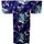 Kimono - Yukata Kranich blau, satiniert