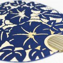 Blattfächer Uchiwa Asagao blau, 37,5 x 24 cm