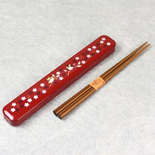 Essst�bchen mit Case Eule rot, St�bchen mit...