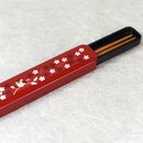 Essstäbchen mit Case Eule rot, Stäbchen mit Transportbehälter