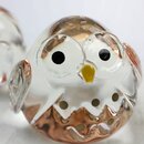Glückseule mit Jungem, Glas, Symbol f.Weisheit & Glück