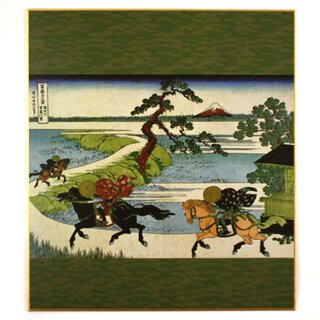 Kunstdruck Weg nach Sekiya von Hokusai, 27 x 24 cm, Shikishibild