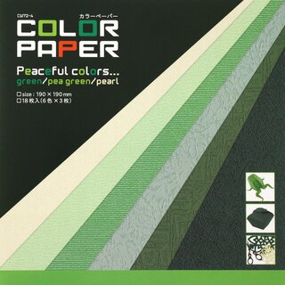 Color Paper Origami 19 cm, Grün-Mix